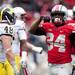 Ohio State running back Carlos Hyde celebrates after a run on Saturday. Daniel Brenner I AnnArbor.com